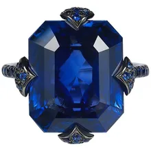 Женские роскошные темно-синие квадратные кристаллы AAA кубический цирконий тонкие Шикарные Серебряные Кольца для женщин обручальное каменное кольцо ювелирные изделия