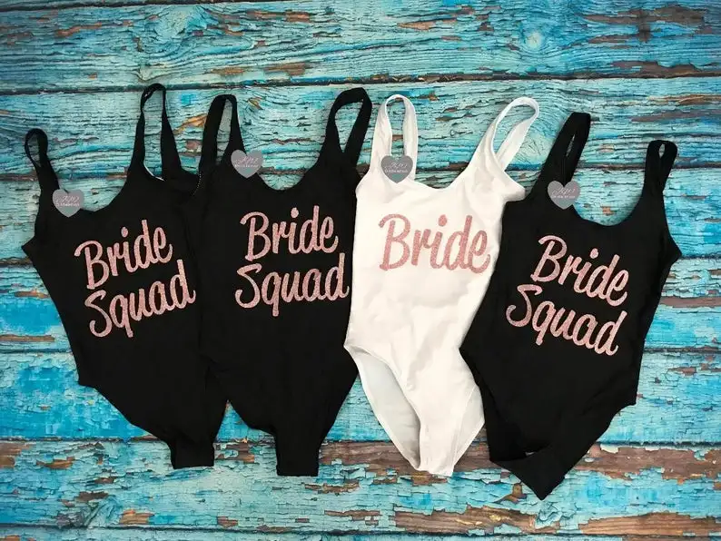 Надпись Bride Tribe девичник вечерние женские купальники купальные костюмы со
