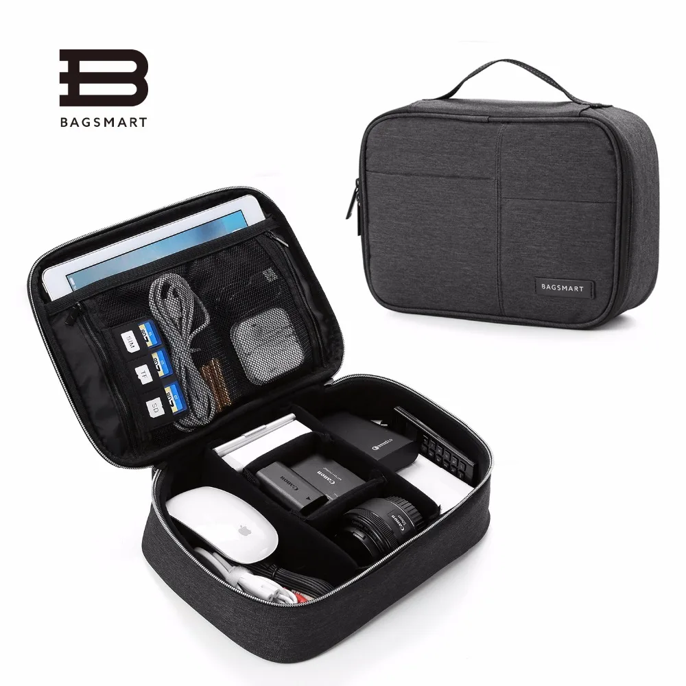 BAGSMART Double Layer Electronic Accessories Organizer, Travel Gear Bag