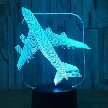 Сенсорный пульт дистанционного управления Воздушный самолет 3D светильник светодиодный Настольный светильник Оптическая иллюзия Лампа Ночной светильник 7 цветов меняющая настроение лампа USB лампа - Испускаемый цвет: Plane 3