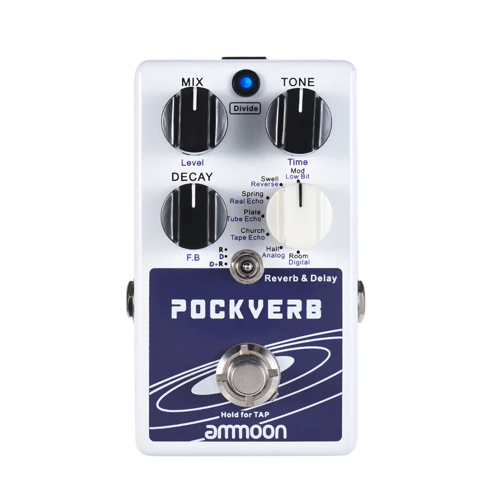 ammoon POCKVERB Reverb & Delay Guitar Effect Pedal 7 Reverb Effects + 7 Delay Effects With Tap Tempo Function True Bypass