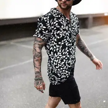 

Hot Sales Men Hawaiian Shirt Beach Flower Party Summer Holiday Fancy Tops Short Sleeve Tee