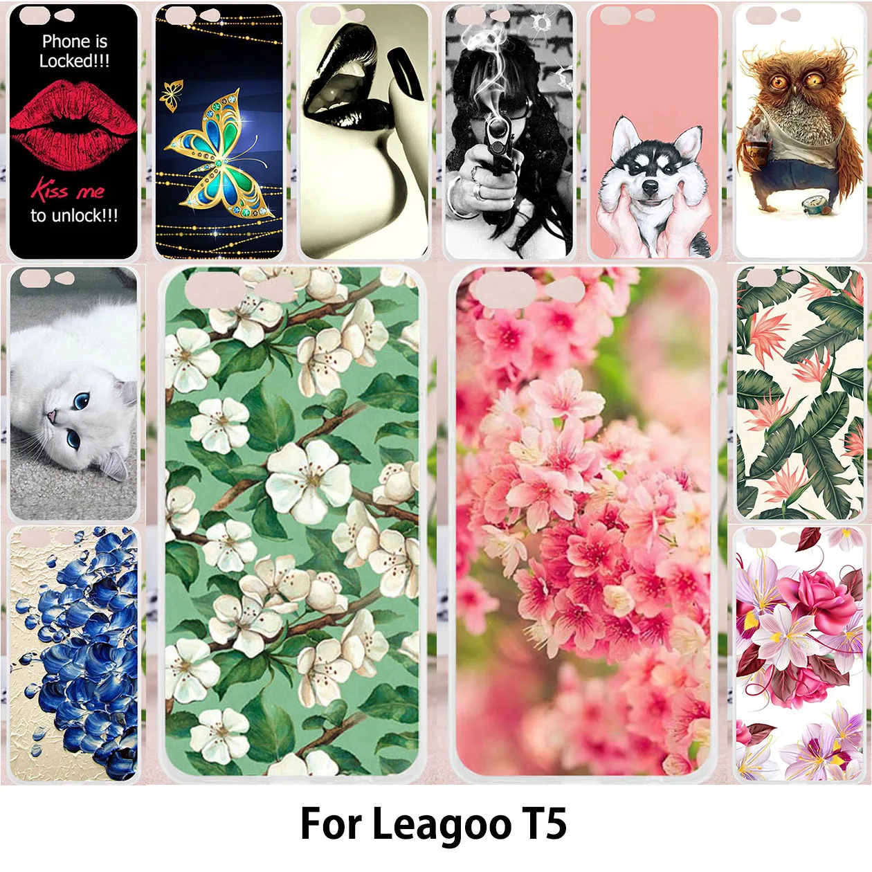 

Phone Case For Leagoo T5 Case TPU Painted Silicone Fundas For Leagoo T5 T 5 5.5 inch Cover Back Soft Bumper