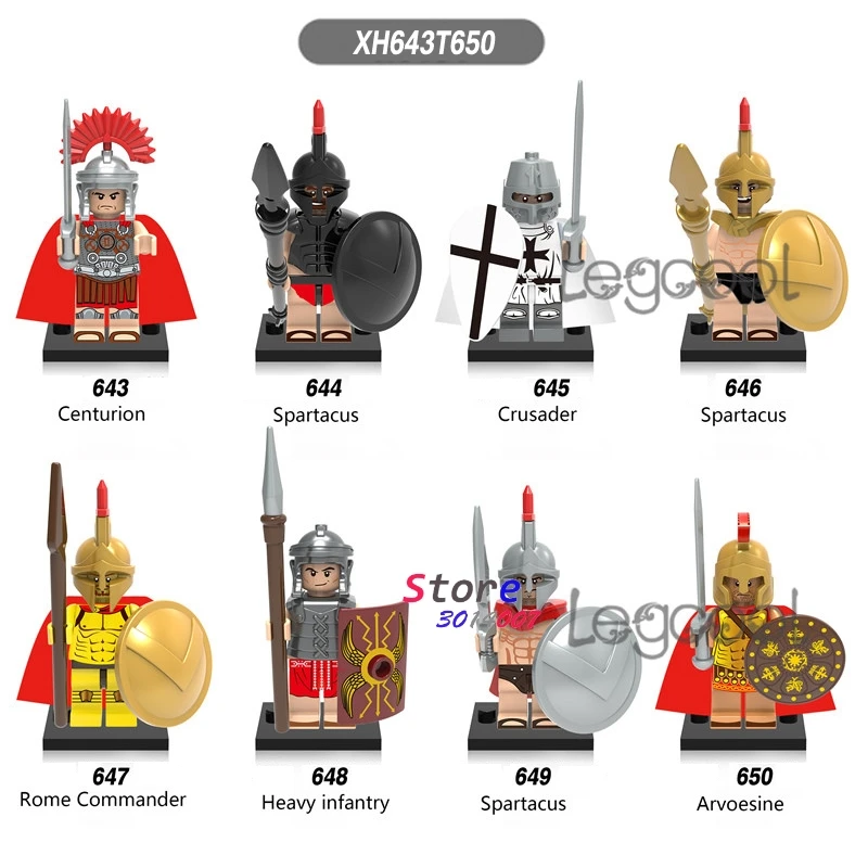

1PCS model building blocks superhero Spartacus Crusader Rome Commander Arvoesine toys for children gift