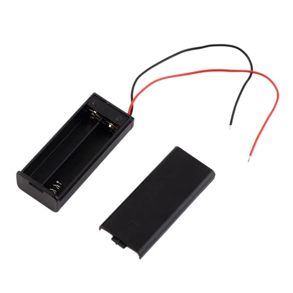 

New 2 * AAA Battery Storage Case Box Holder for 2pcs AAA Batteries with ON/OFF Switch & Wire Leads Black