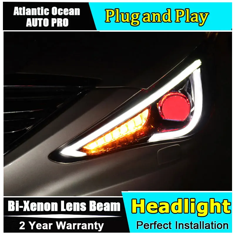 Auto part Style LED Head Lamp for Hyundai Sonata led headlight 2011-2015 for Sonata drl H7 hid Bi-Xenon Lens angel eye low beam