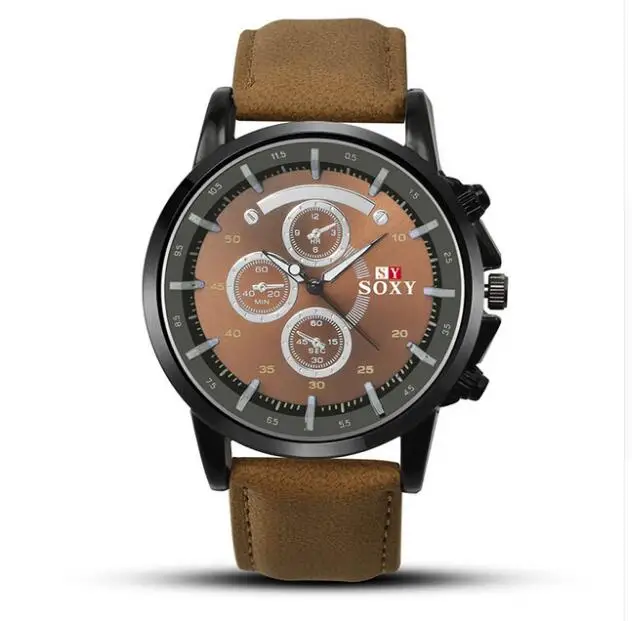 SOXY часы мужские модные спортивные кварцевые часы Relojes Hombre мужские s часы брендовые Роскошные Бизнес водонепроницаемые часы Relogio Masculino - Цвет: Brown