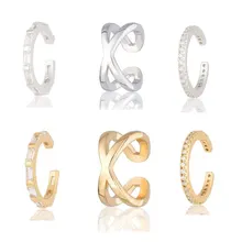 Slecabin, 925 пробы, серебристый, тонкий, сверкающий, 1 шт., серьги-манжеты, клипсы, Круглый, Круглый Фианит, стек, 3 стиля, женские аксессуары