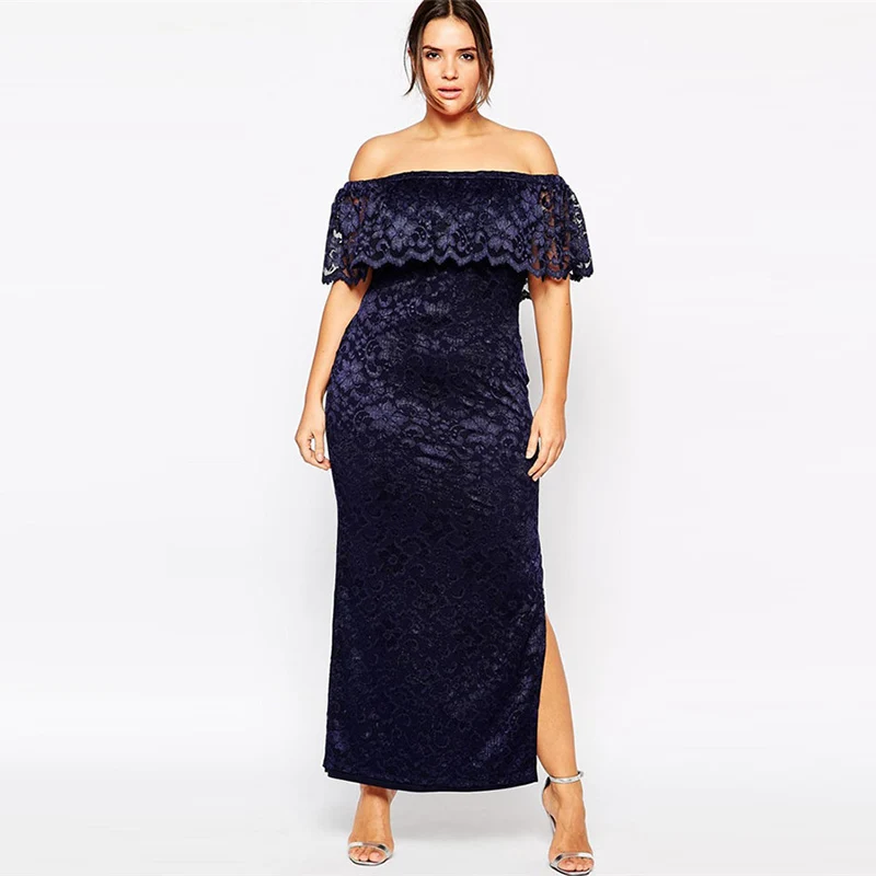 XXL Plus Size Women Dress Vestidos Summer Style 2015 Sexy Club Slash