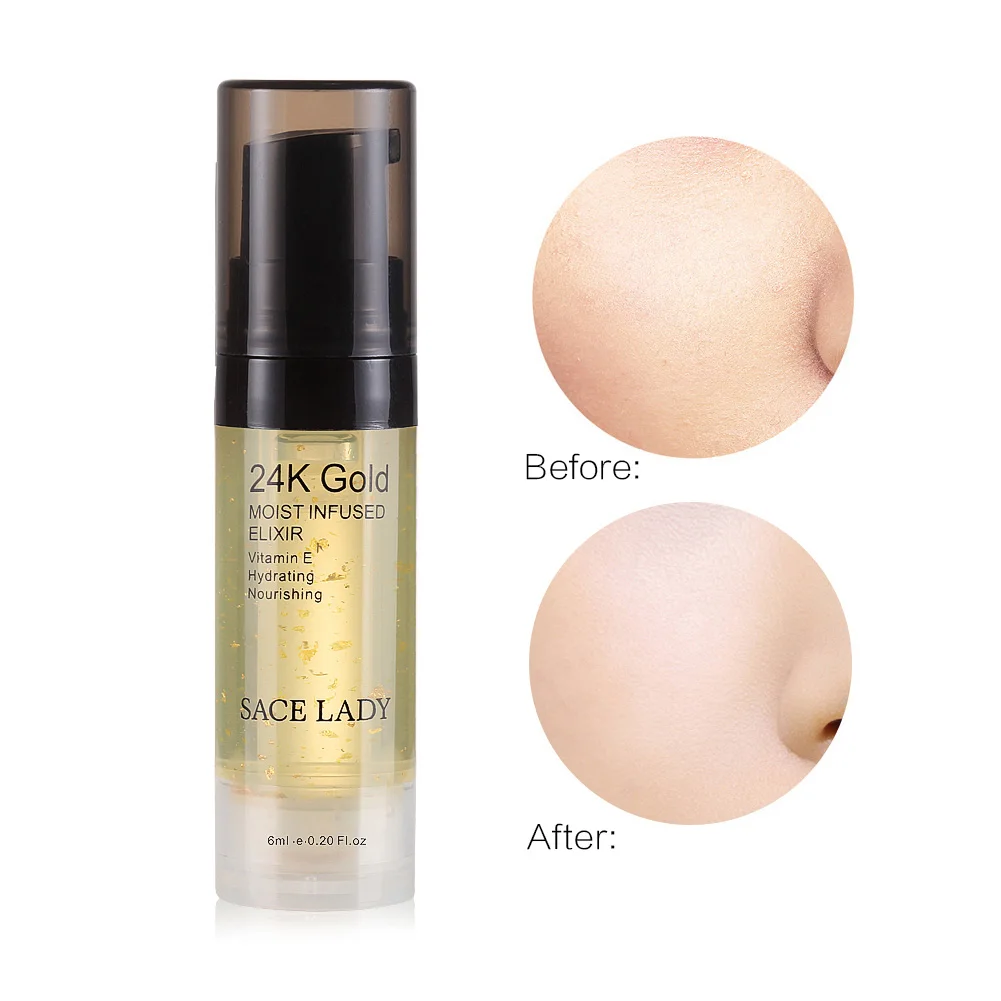 

SACE LADY 24K Gold Oil for Face Makeup Primer Moisturizing Make Up Base Foundation Primer QRD88