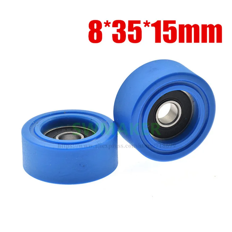 10pce 8*35*15mm PU polyurethane coating, elastic pulley, 608RS bearing wheel, silent, flat