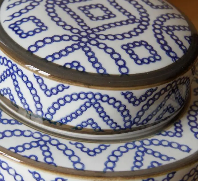 Комплект из 3 предметов классический китайский home decor синий и белый фарфор Керамика ваза храм Jar имбирь банки