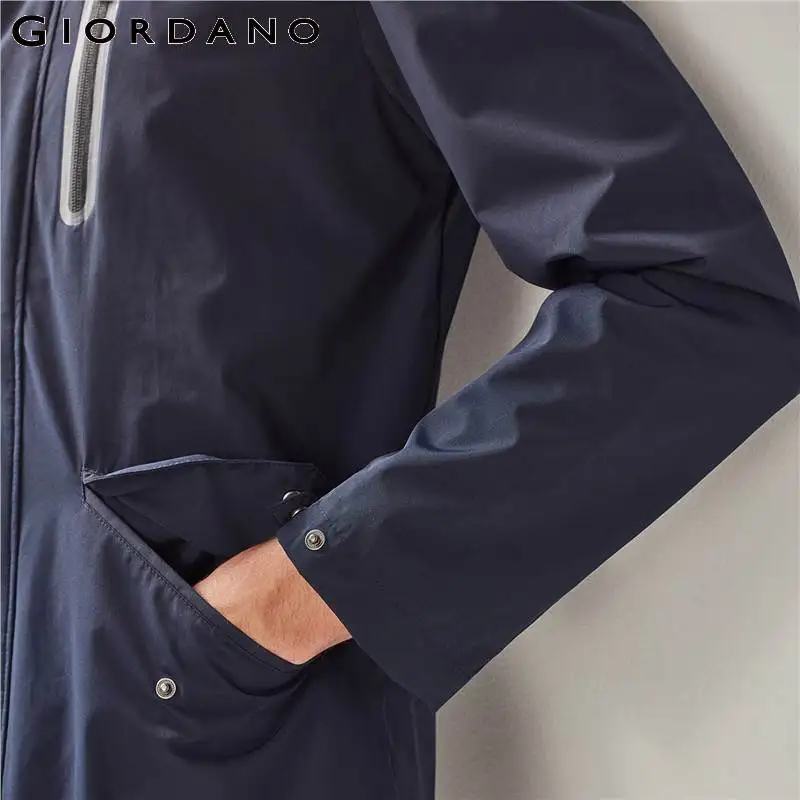 Мужская куртка с капюшоном Giordano водонепроницаемая длинным рукавом и эластичным