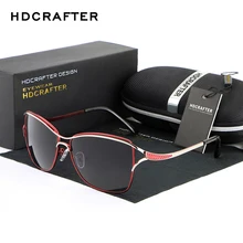 2017 HDCRAFTER Marco Polarizado gafas de sol Del Ojo de Gato Mujeres gafas de Sol de Metal Diseñador de la Marca gafas de Moda gafas de sol de las mujeres de la Buena Calidad