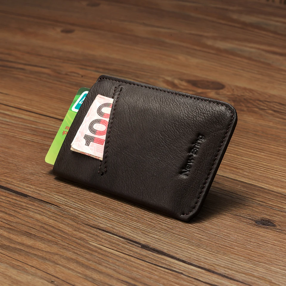 NewBring тонкий кожаный кошелек для мужчин, кредитные карты и держатели для удостоверений личности, компактный мини-кошелек, Женский держатель для карт, кошелек, синий, черный