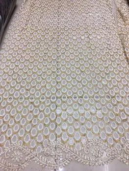 

White and Gold glitter African tulle mesh lace fabric best quality nigerian embroidery net lace fabric