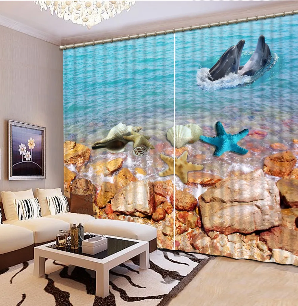 

Bedding room 3D Curtains beach ocean 3d curtains Home Decoration Factory diret sale