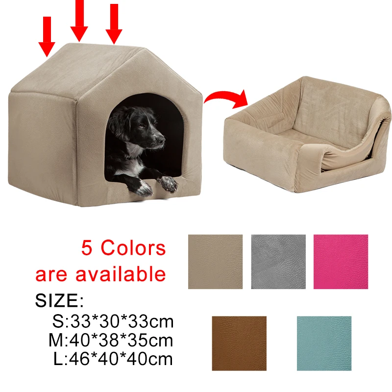 

Pet Dog Cat Dome Bed Kitten Cave Cubby Cozy Baskets House Embossed Crate Warm Windproof Dog Puppy Kennel Cat Cushion Kitten Mat