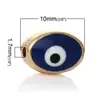 DoreenBeads Zinc metal alloy Spacer Beads Oval Deep blue Light Golden eye of Evil Enamel About 10mmx7mm,Hole:Approx 1.7mm,2 PCs ► Photo 2/3
