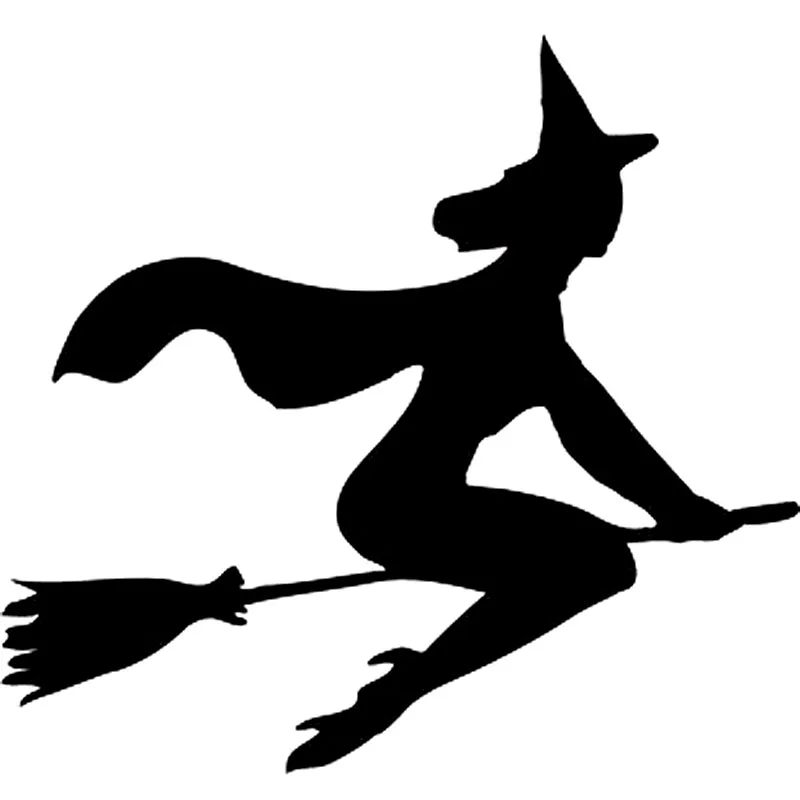 13cm*12.1cm Cartoon Funny Witch Vinyl Car styling Decal Car Sticker Black/Silver Accessories c1