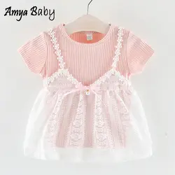 AmyaBaby/2019 летнее платье принцессы для маленьких девочек, милые платья для девочек, одежда для младенцев, платья для маленьких девочек