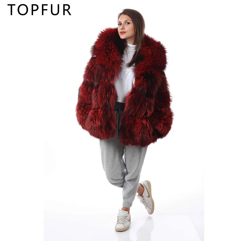

TOPFUR 2018 New Real Fur Coat Women Thick Winter Fur For Female Fashion Warm Jacket Luxury Natural Fox Fur Coat with Hood