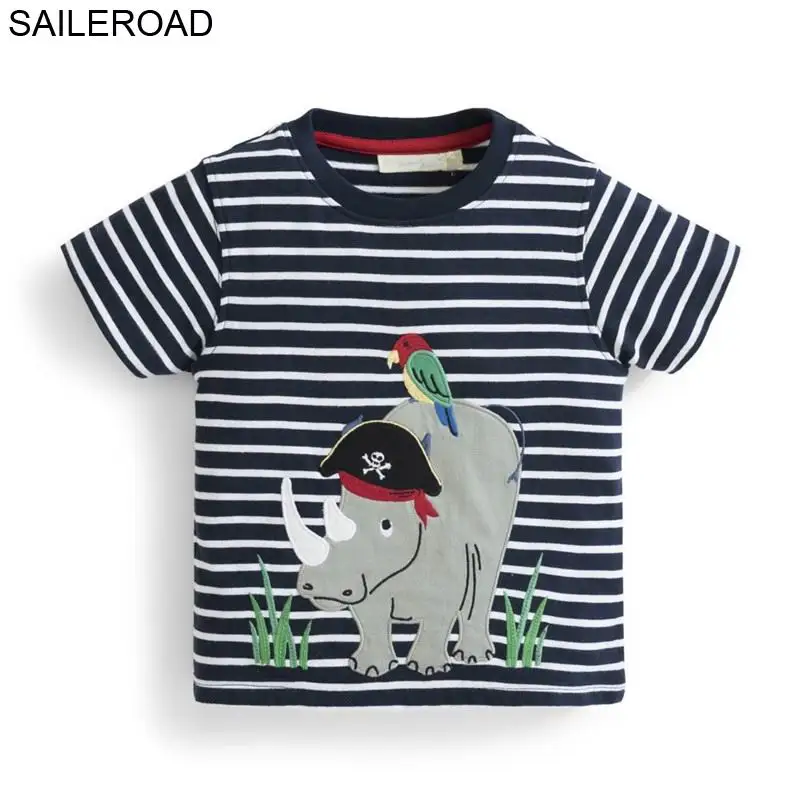 SAILEROAD 2-7Year Animal Rhinoceros Детские Мальчики Девочки Топы Футболка Для Летних Детей Детская Одежда для Девочек Хлопковая Одежда - Цвет: 2698 same picture