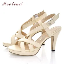 Meotina Women Sandals Gadiator Sandals Women Summer Platform Sandals Big Size 10 9 42 High Heels Female Cutout Pink Ladies Shoes
