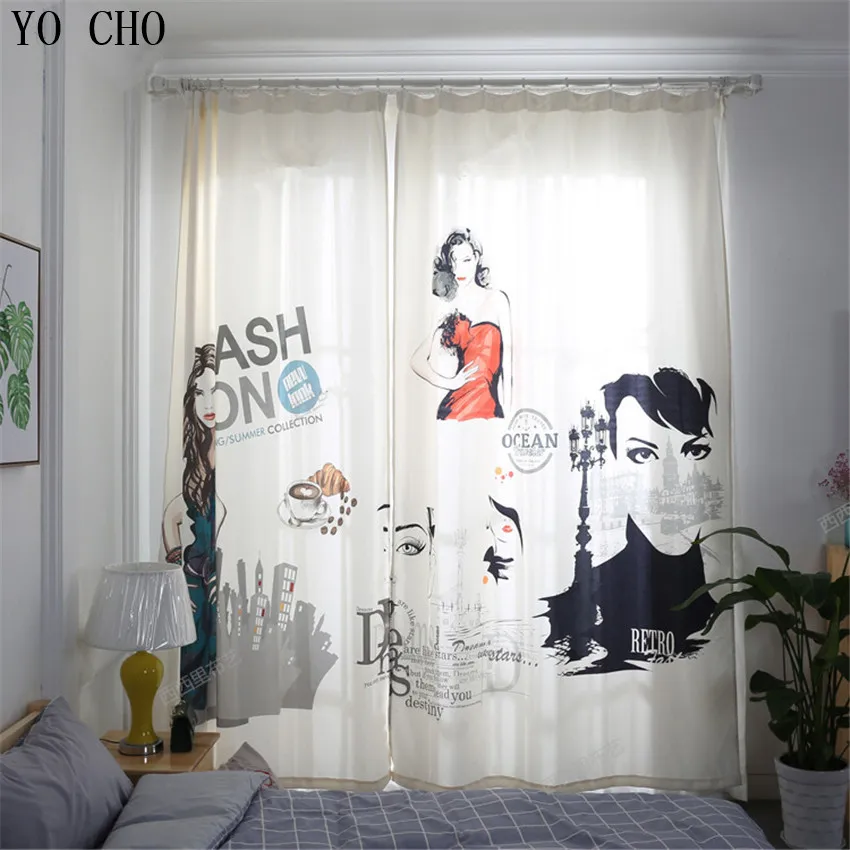 YO CHO Fashion girl Modern Cotton Velvet Blackout Curtains for ... YO CHO Fashion girl Modern Cotton Velvet Blackout Curtains for ...