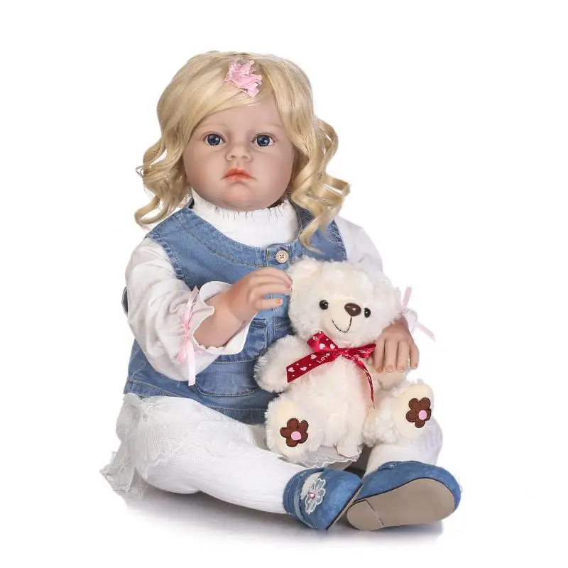 US $122.03 Large Size 70cm Silicone Reborn Baby Dolls Accompany Sleep Reborn Baby Children Clothing Model Brinquedos Kids Birthday Gifts