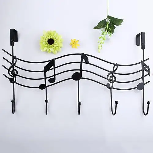

Vintage 5 Hooks Music Note Pattern Hook Wrought iron Coat Hook Hat Bag Hanger Hooks Organizer Storage Holder Wall Decor