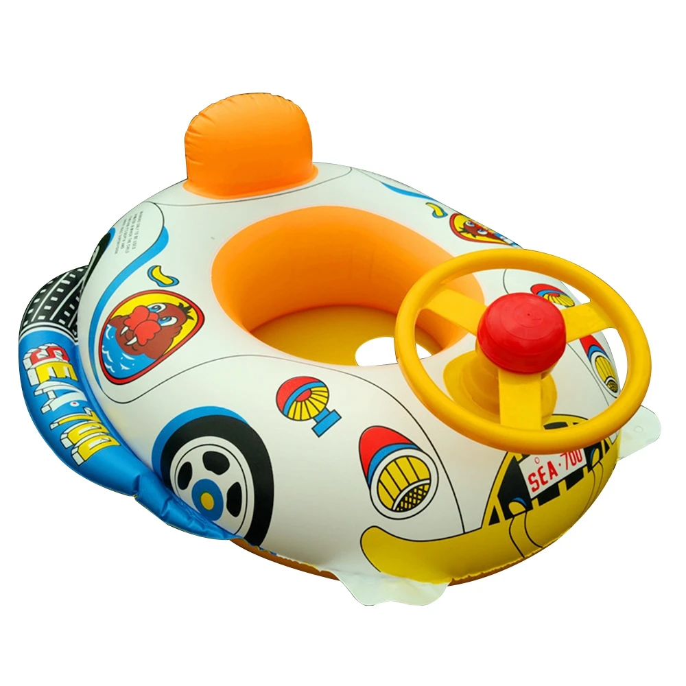 

LEMZONE New Kids Pool Boat Water Toys Swim Ring Inflatable Floating Ring Swimming float Baby With Wheel Speaker Inflatable Ring