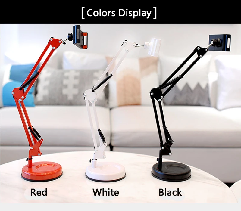 

Smartphone Photography Live Video Shooting Desktop Suspension Arm Bracket Stand Metal Base Photo Holder Clip Tablet Ipad Studio