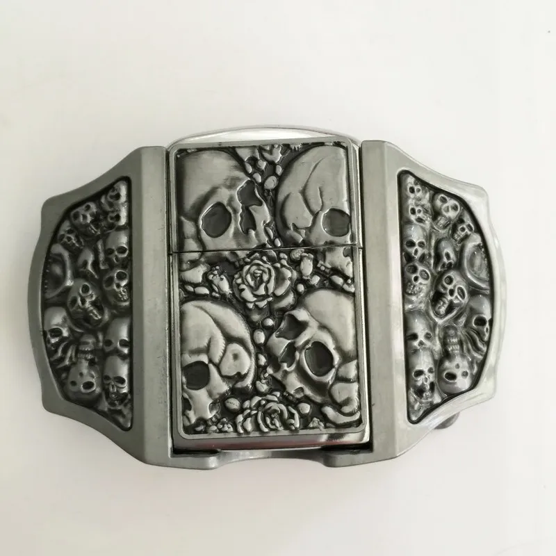 

Retail 3 Different New Style High quality 3D Silver Skull Lighter Belt Buckle With Pewter Fashion Man Woman Jeans Accessories