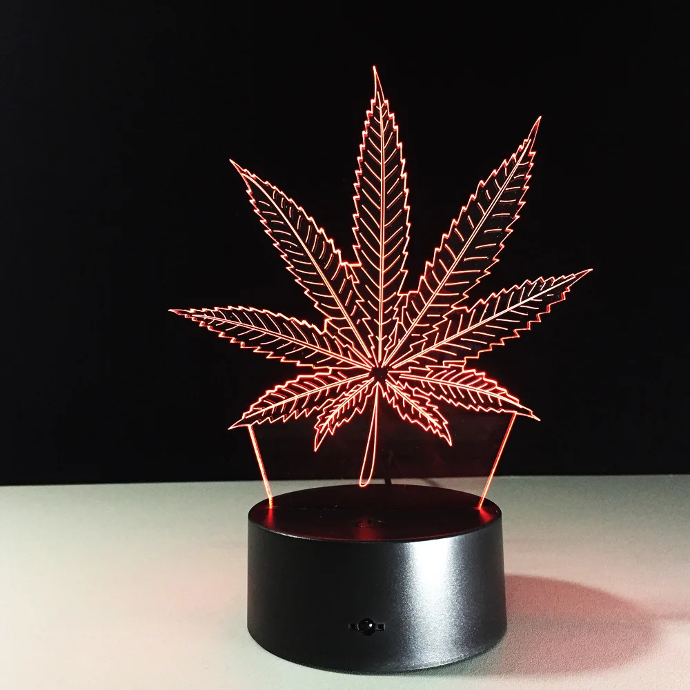  Maple Leaf 3D Visual Illusion Lamp Transparent Acrylic Night Light LED Lamp 7 Color Changing Touch  - 32854681993
