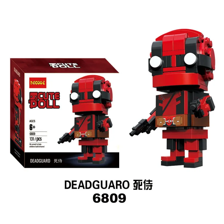 Новинка Brickheadz фигурки супер герой DC Лига Справедливости brick Heads Железный человек паук Строительные блоки детские игрушки - Цвет: 09DEADGUARO