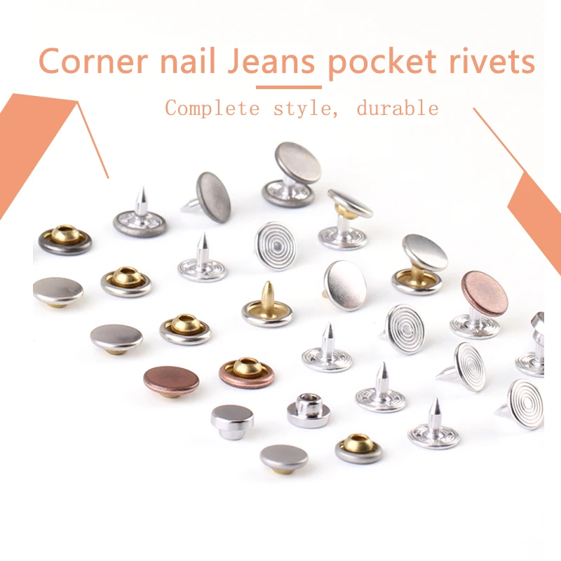 Jeans Pocket Rivets Corner Nail Silver Copper Gun Black 7mm 9mm 9.5mm