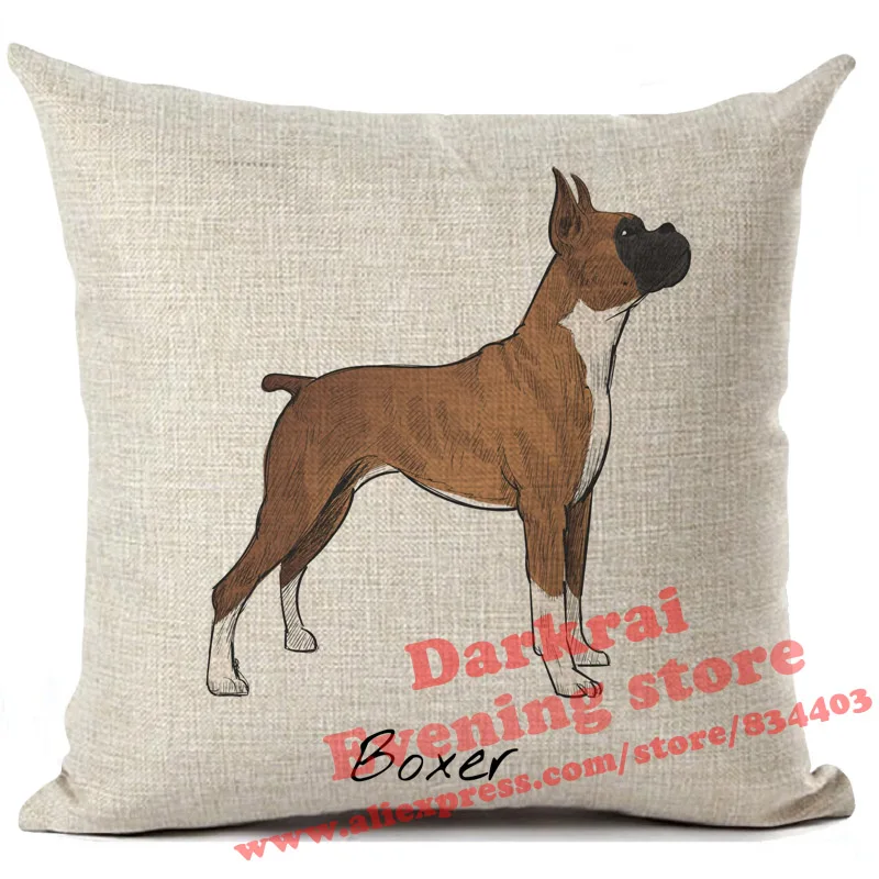 Cushion Cover Labrador Corgi Doberman Printed Linen Pillows Cover Car Sofa Decorative Throw Pillows Home Decoration Pillow Case