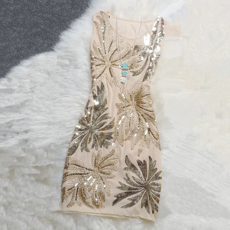 Wholesale Free Shipping 2017 New Summer Elegant Dress With Embroidery And Sequins Vest Dress Beautiful Slim Women Sleeveless Party Dresses Buy Cheap Free Shipping 2017 New Summer Elegant Dress With Embroidery And Sequins Vest Dress Beautiful Slim Women Sleeveless Party Dresses