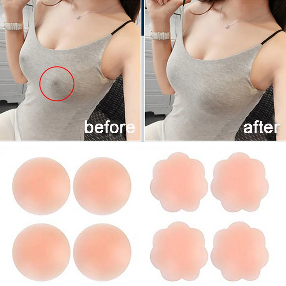 Feitong 4 Pairs Women Reusable Adhesive Silicone Breast -8269