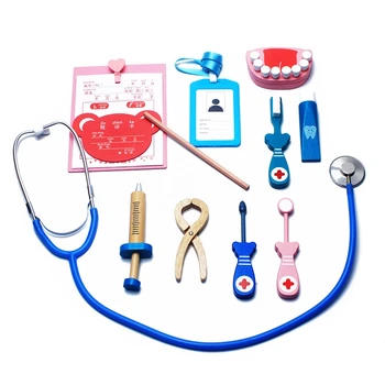 

Toddlers Wooden Toys Funny Play Real Life Cosplay Simulation Medicine Doctor Game Toy Dentist Medicine Box Pretend Doctor Play