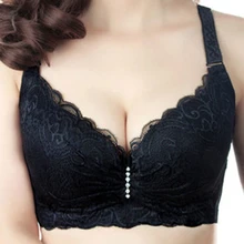 Горячая 2016 Новые Sexy Ladies Большой Размер 3/4 Кубка Кружева Push-Up Bra женщины Черный Глубокий V Бюстгальтеры Bralette Белье Большая Чашка C D Плюс Размер Z1