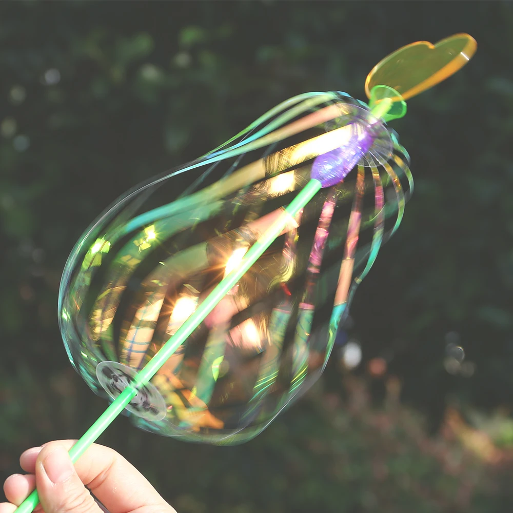Enjoybay Funny Soap Bubble Colorful Shook Stick Variety Twist Ribbon Toy Bubble Flower Magic Wand with LED Outdoor Toys for Kids