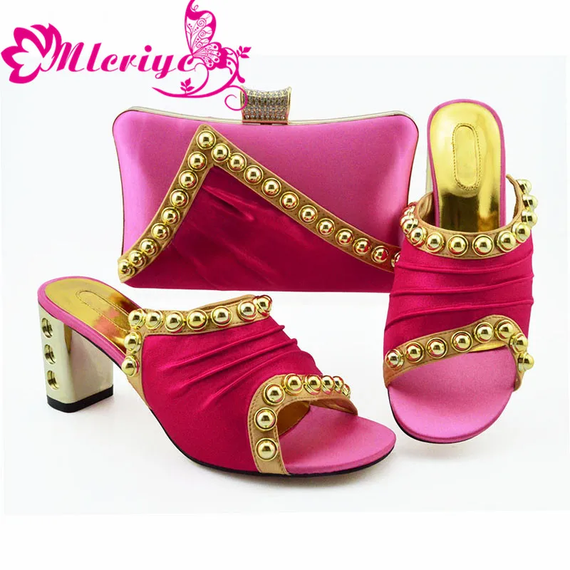 

New Super High Heels Decorated With Rhinestone Shoes And Bag Set Italian Design Matching Shoes And Bag Set African Party Set