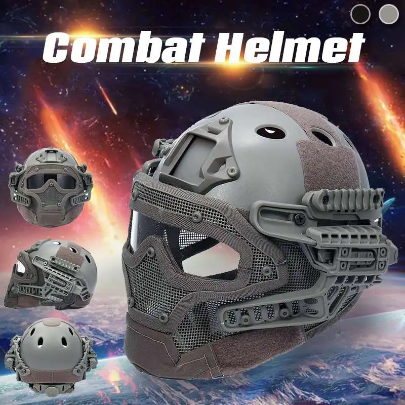 

Military Crashworthy Protective Army Tactical Helmet Sports Accessories Paintball Fullface Protective Face Mask Helmet Black