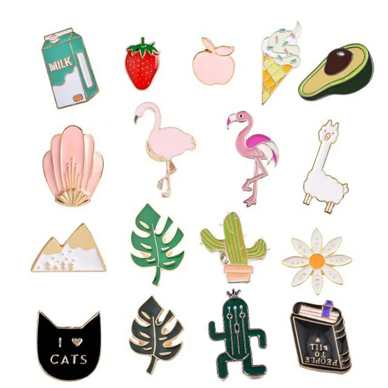 

Hoomall 1pc Drop Oil Brooches Badges For Clothing DIY Hawaii Plant Cactus Cartoon Animal Letter Cute Lovely Clothes Accessories