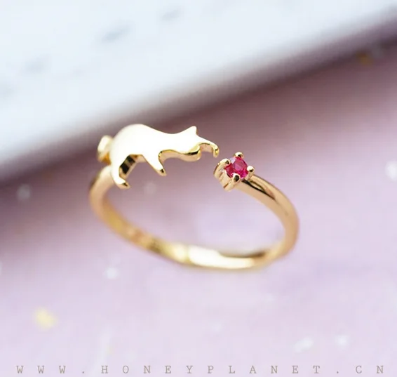 

Funny Upgrade Fashion Cute Cat Adjustable Ring For Women Girls, Premium Opening Jewelry Gifts Best Quality, Simple Designs Gold