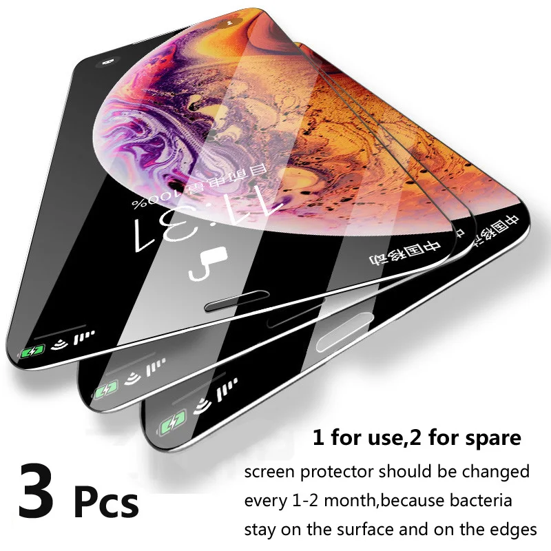 3 шт. для iPhone Xs Max XR X 7 8 6s Plus 5s 4S закаленное стекло передняя защита экрана Защитный стеклянный экран пленка 9 H