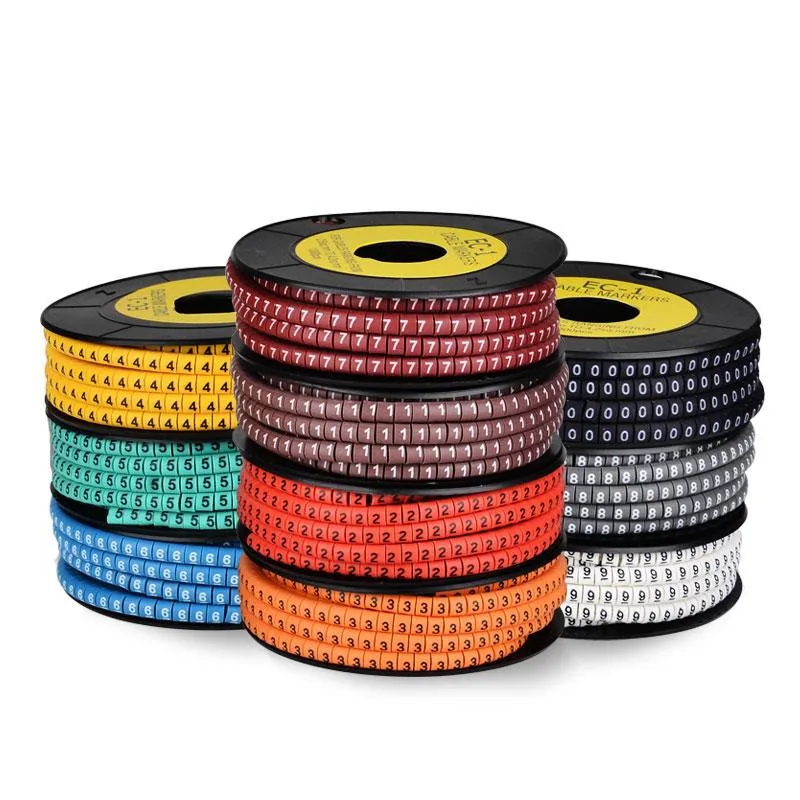

1000Pcs 0 to 9 number 2.5mm2 Cable Wire Marker Spiral Wrapping Colored 18AWG-12 AWG EC-1