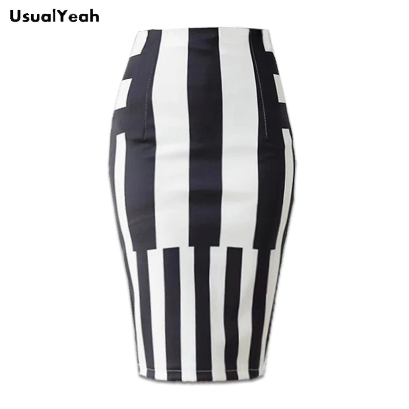 

2018 Women Empire Slim Knee Length Striped Print Skirts Fashion Office Bodycon Wrap Skirt Faldas Saia Plus Size S-3XL